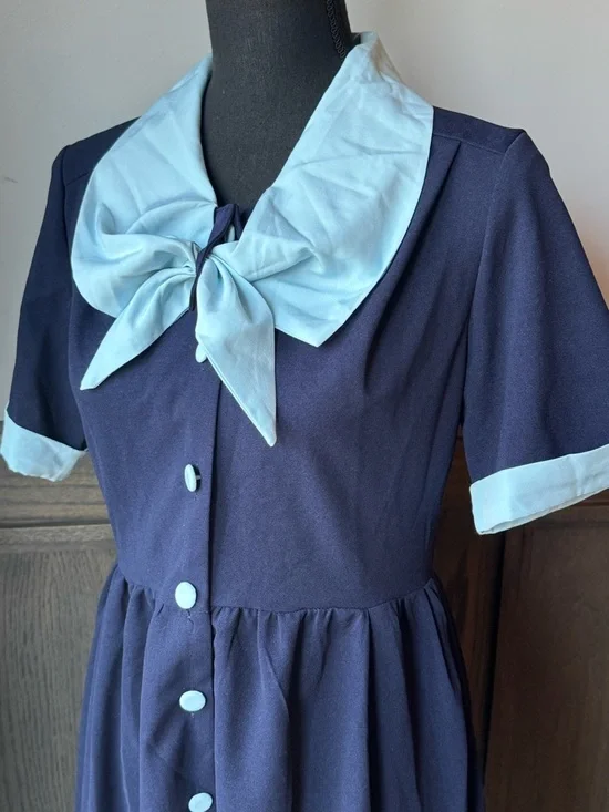 Odizli women’s Navy Blue Sailor Dress with Light Blue Accents small NWT - Picture 5 of 7